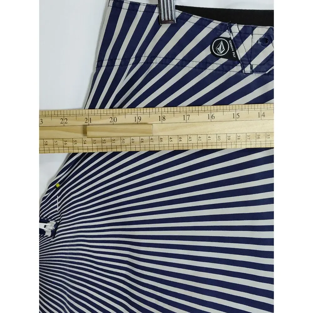 Volcom V2S Striped Cinch Fly Board Shorts Swimwear Men See Measurements